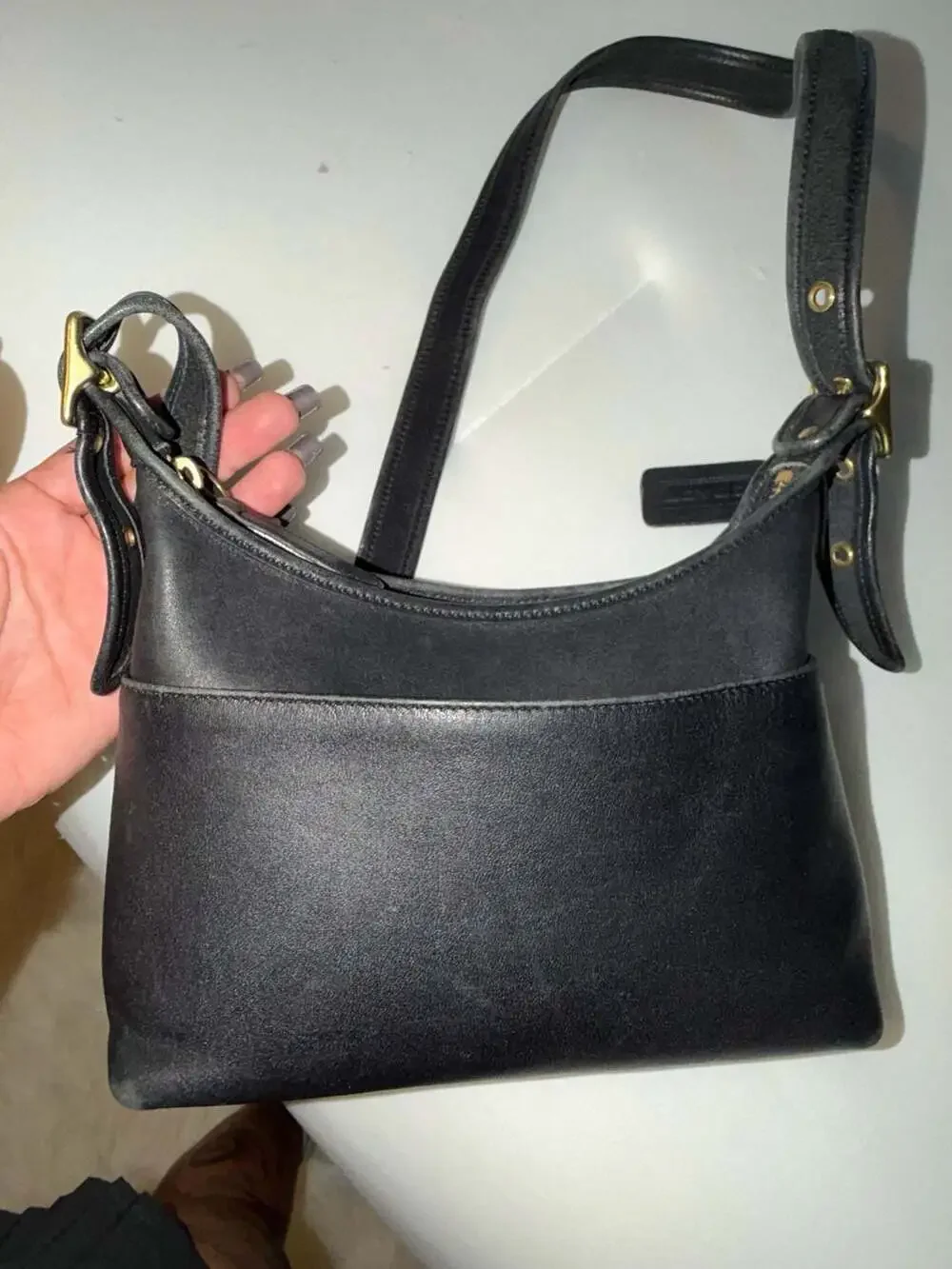 Vintage Coach Legacy Small Zip Hobo Bag in Black Leather Style 9136